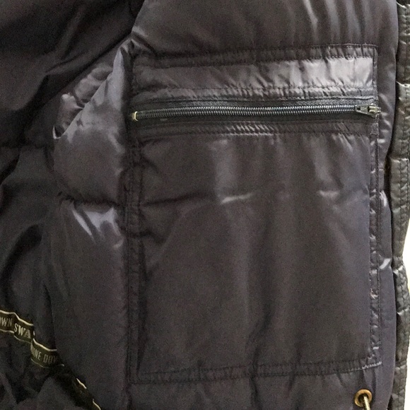 Deep Navy Blue oversized Down Coat with detachable hood - Picture 7 of 11